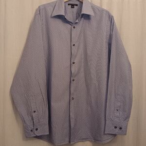 BANANA REPUBLIC Blue Micro Pinstripe Dot Long Sleeve Dress Shirt Mens SZ L